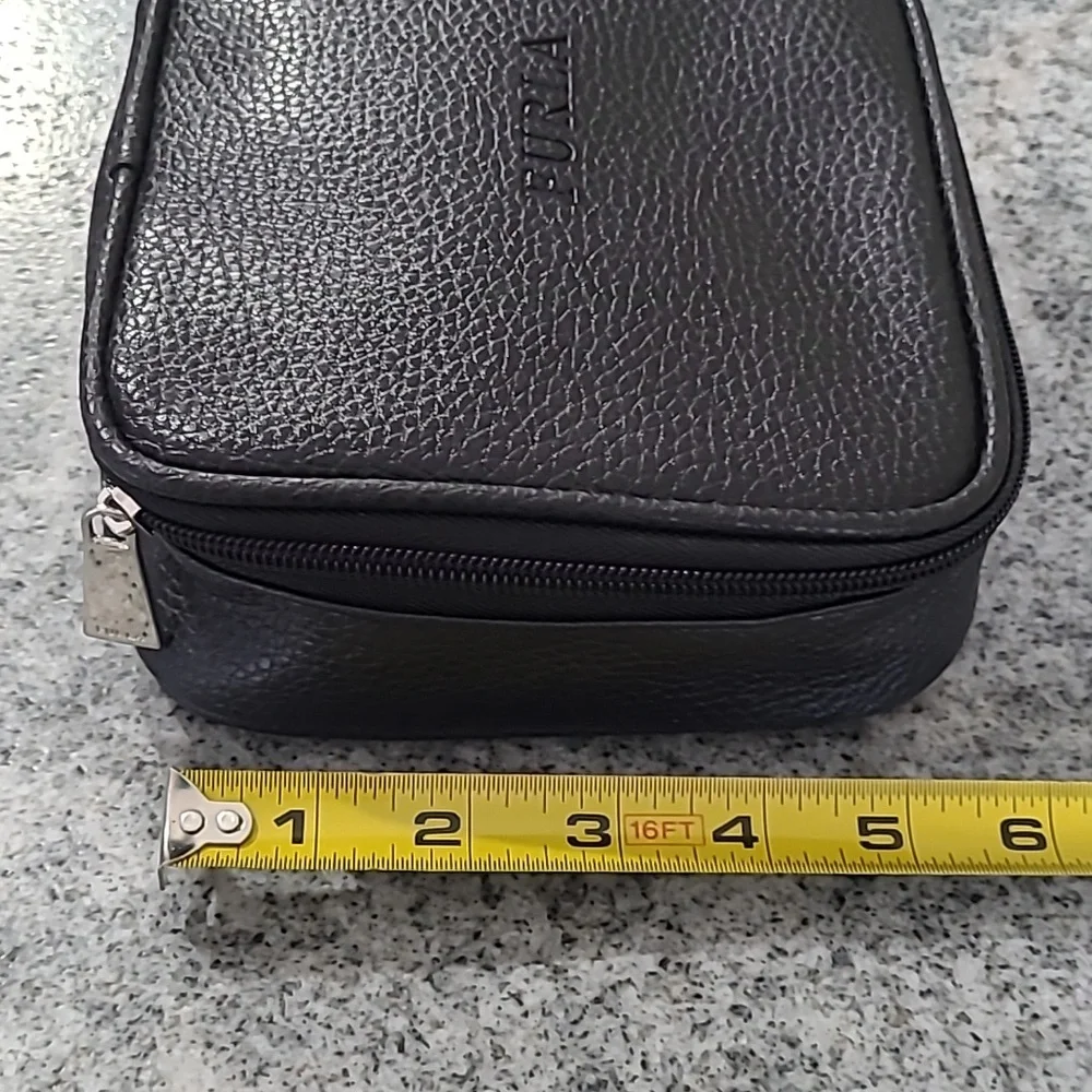 Furla Unisex Black Pebbled Leather Travel Zipper Cosmetics Case